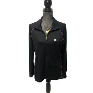 RBX Black Full Zip Jacket Womens Sz Large Purple Stitching Athleisure Sweatshirt